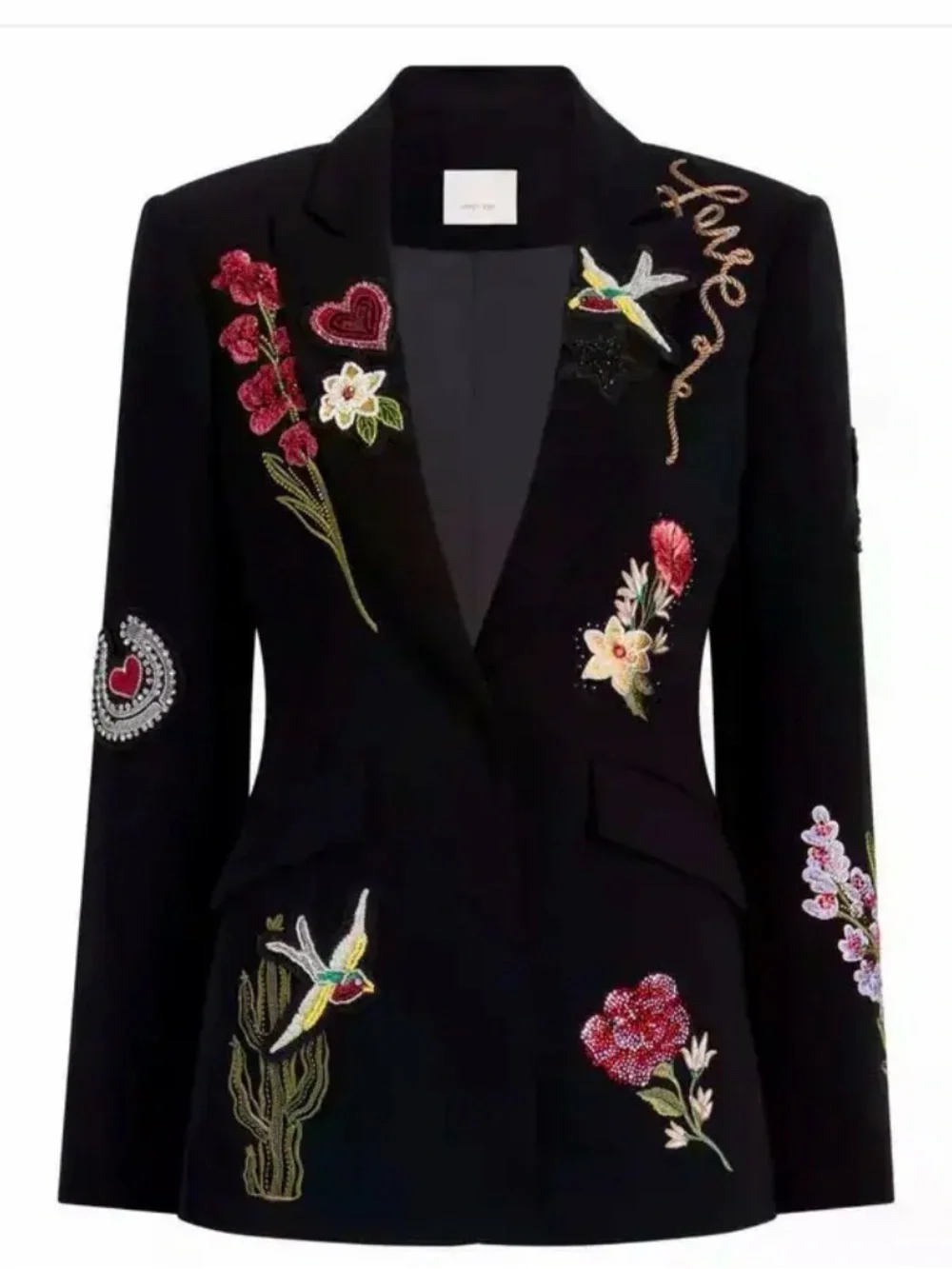 cinq a sept Black Embroidered Floral & Bird Blazer - Picture 1 of 5